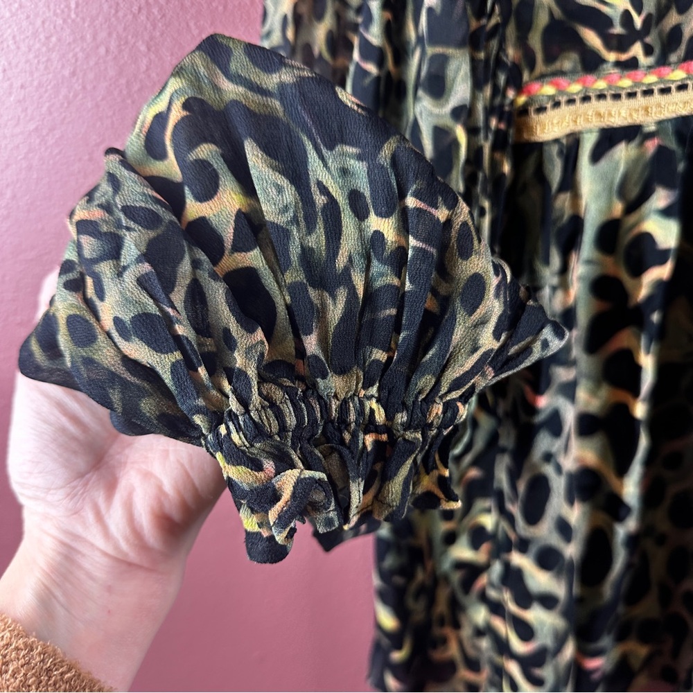 Anthropologie Bl-nk London Joelle and Leopard Peasant Blouse Size Small - Picture 4 of 10